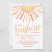 Klein Straaltje Zonneschijn Roze Babyshower Kaart (Voorkant)
