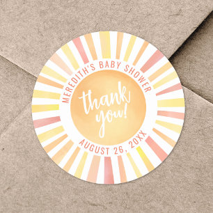Klein Straaltje Zonneschijn Zon Baby Shower Ronde Sticker