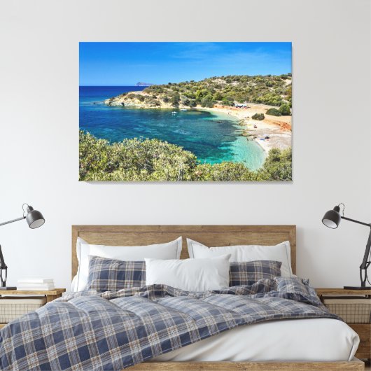 Klein strand in Sardinië met turquoise water Canvas Afdruk (Insitu (Slaapkamer))