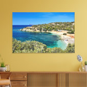 Klein strand in Sardinië met turquoise water Canvas Afdruk (Insitu (Woonkamer))