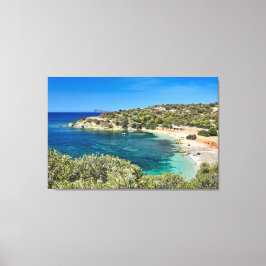 Klein strand in Sardinië met turquoise water Canvas Afdruk