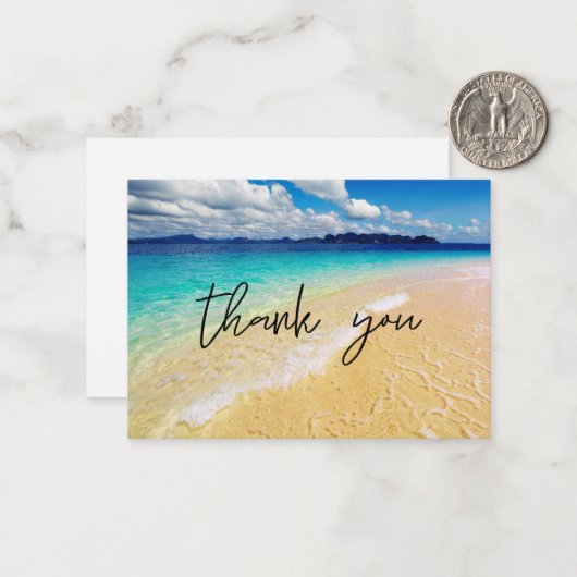 Klein strand & oceaan Dank u Notitiekaartje (Voorkant / Achterkant in situ)