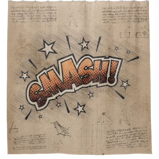 KLEIN!  stripboek Steampunk Pop Douchegordijn (Voorkant)