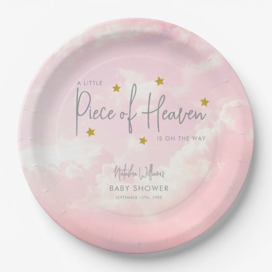 Klein stukje Heaven Pink Baby shower Papieren Bordje (Voorkant)