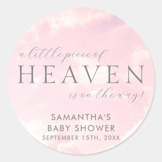 Klein stukje Heaven Pink Baby shower Ronde Sticker (Voorkant)