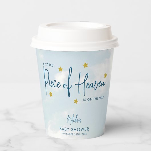 Klein stukje Heaven Sky Blue Baby shower Papieren Bekers (Voorkant)