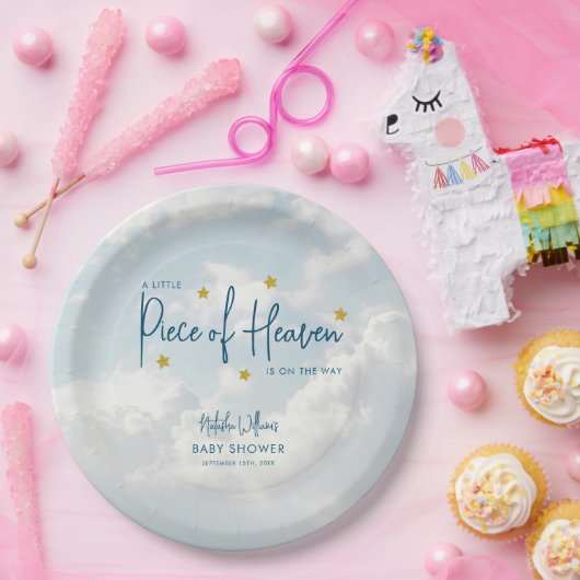 Klein stukje Heaven Sky Blue Baby shower Papieren Bordje (Feest)