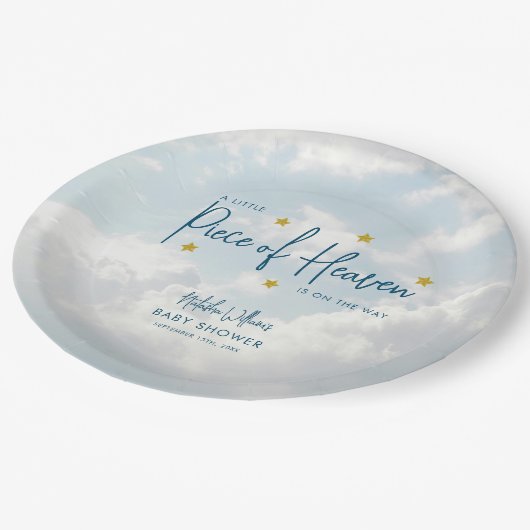 Klein stukje Heaven Sky Blue Baby shower Papieren Bordje (Gekanteld)