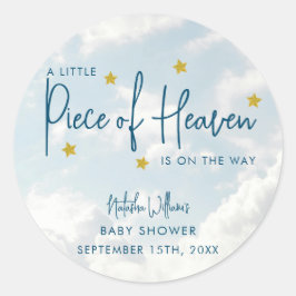 Klein stukje Heaven Sky Blue Baby shower Ronde Sticker