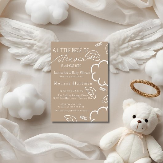 Klein stukje hemel beige babyshower kaart