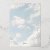 Klein stukje hemel Hemelblauwe wolken Babyfeestje Folie Uitnodiging (Achterkant)