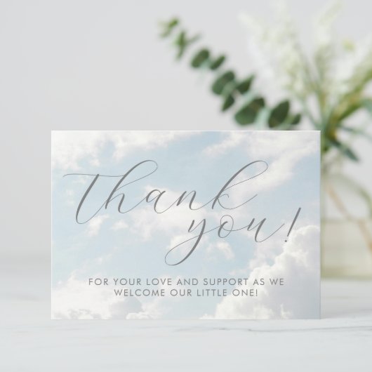 Klein stukje van de hemel Baby shower dromerig Bedankkaart (Staand voorkant)
