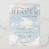 Klein stukje van de hemel Baby shower dromerig Folie Uitnodiging (Voorkant)