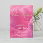 Klein stukje van de hemel roze wolken folie uitnodiging (Staand Voorkant)