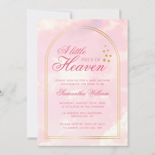 Klein stukje van Heaven Pink Cloudy Sky Baby showe Kaart (Voorkant)