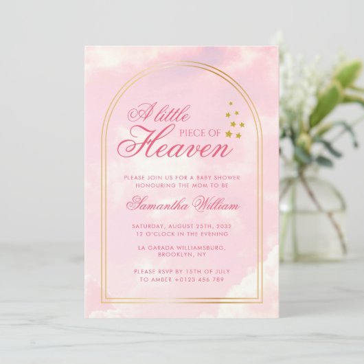 Klein stukje van Heaven Pink Cloudy Sky Baby showe Kaart (Staand voorkant)