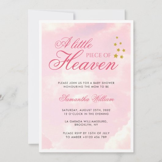 Klein stukje van Heaven Pink Cloudy Sky Baby showe Kaart (Voorkant)