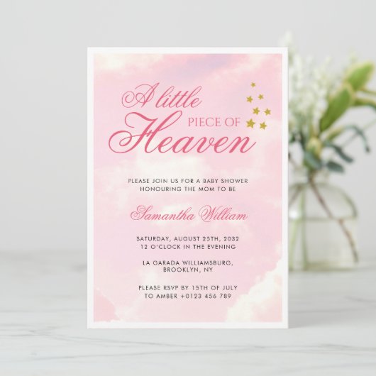 Klein stukje van Heaven Pink Cloudy Sky Baby showe Kaart (Staand voorkant)