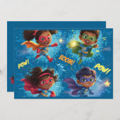 Klein Superhelden Feestje Kaart (Voorkant / Achterkant)