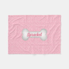 KLEIN Sweet in Roze Damask Dog Bone Fleece Deken