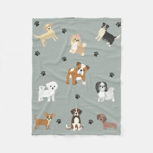 Klein tapeland met hond-illustraties fleece deken (Voorkant)