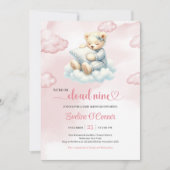 Klein Teddybeer Baby Shower Uitnodiging Cloud Nine (Voorkant)