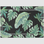 Klein tropisch Oerwoud Leaf Foliage Black n Green Tissuepapier (Voorkant)