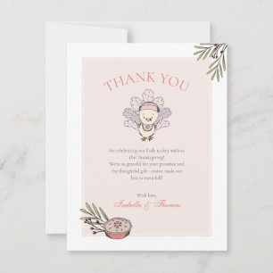 Klein Turkije Meisje Herfst Baby shower Dank u kaa Kaart