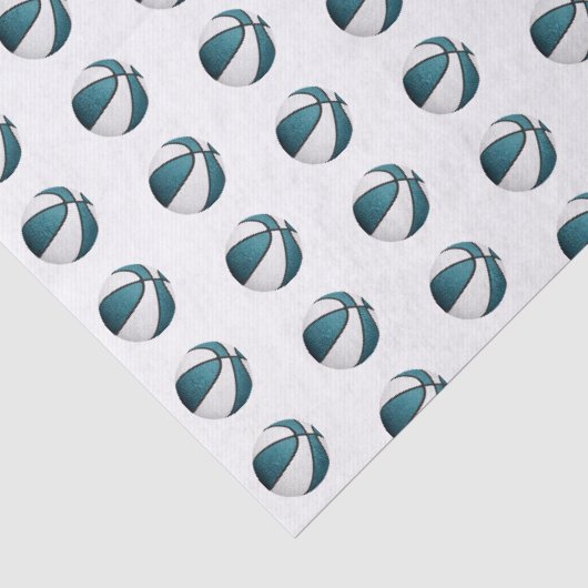 klein turquoise witte basketbalpatroon tissuepapier (Detail)