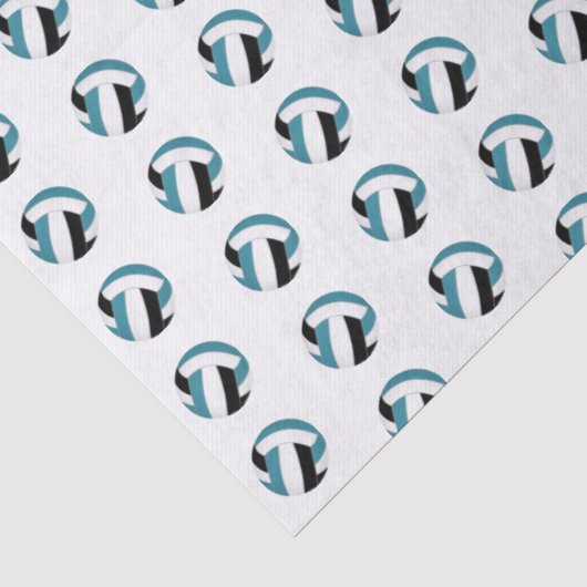 klein turquoise zwarte volleybalpatroon tissuepapier (Detail)