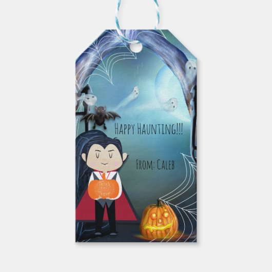 Klein vampier Dracula Halloween feest cadeautje Cadeaulabel (Voorkant)
