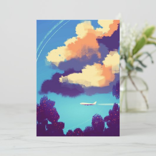 Klein vlak in Oranje wolken Kaart (Staand voorkant)