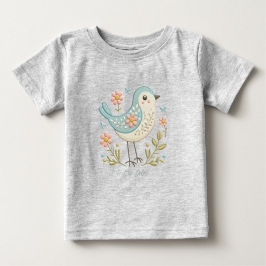 Klein Vogel Bloemengroen Baby T-Shirt (Voorkant)
