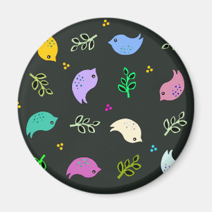 Klein vogelpatroon op zwart magneet