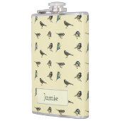 Klein Vogels Patroon op Beige Persoonlijk Heupfles (Links)