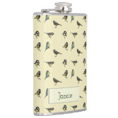 Klein Vogels Patroon op Beige Persoonlijk Heupfles (Rechts)