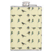 Klein Vogels Patroon op Beige Persoonlijk Heupfles (Achterkant)