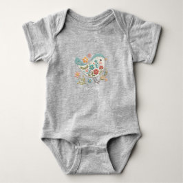 Klein Vogeltje Blauw Roze Bloemen Baby Body Romper