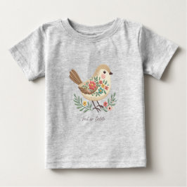 Klein Vogeltje Bloem Goud Baby T-Shirt