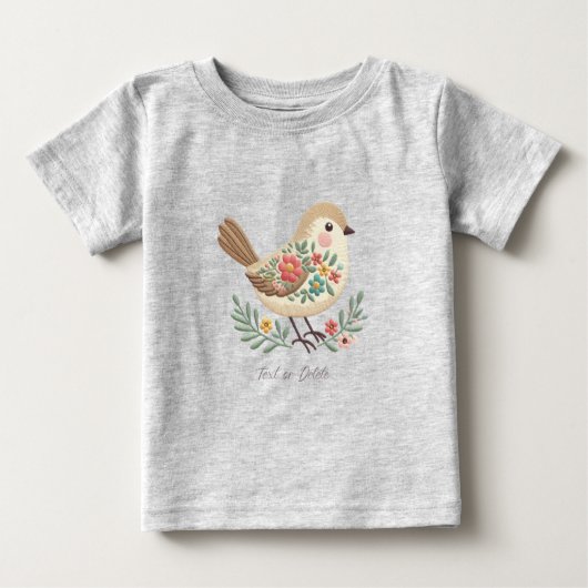 Klein Vogeltje Bloem Goud Baby T-Shirt (Voorkant)