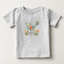 Klein Vogeltje Bloem Groen Bladeren Baby T-shirt