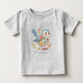 Klein Vogeltje Bloemen Blauwe Baby T-Shirt (Voorkant)