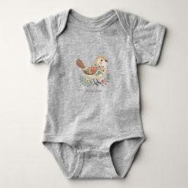 Klein Vogeltje Bloemengeborduurd Gouden Baby Body Romper
