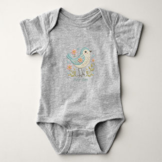 Klein Vogeltje Bloemengeborduurd Groene Baby Body Romper