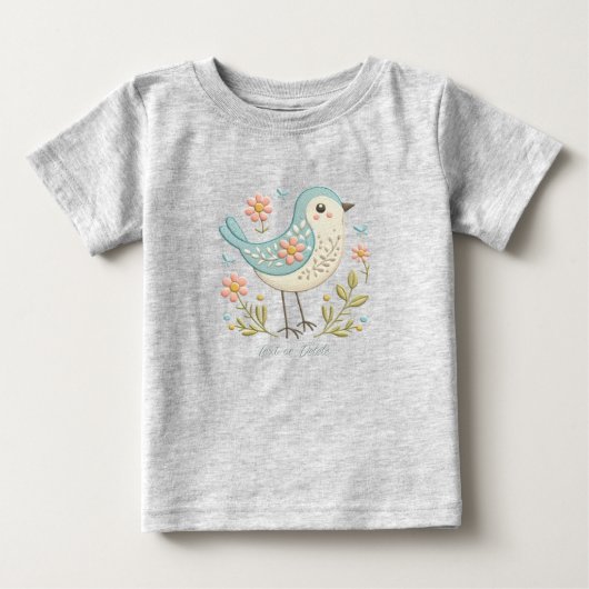 Klein Vogeltje Bloemengroen Baby T-Shirt (Voorkant)