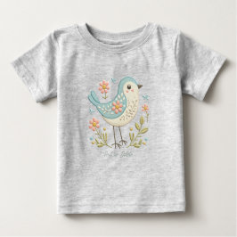 Klein Vogeltje Bloemig Groen Baby T-Shirt