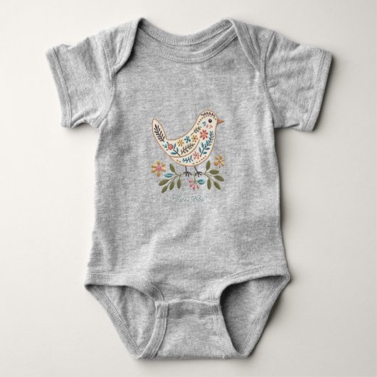 Klein Vogeltje Kleurrijke Bloem Baby Bodysuit (Voorkant)