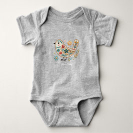 Klein Vogeltje Kleurrijke Bloemige Baby Bodysuit