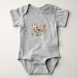 Klein Vogeltje Kleurrijke Bloemige Baby Bodysuit