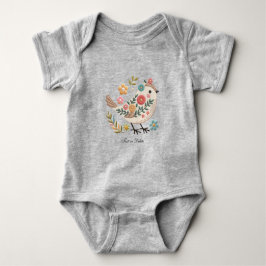 Klein Vogeltje Laat Roze Bloemen Baby Bodysuit